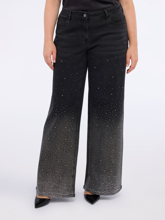 Jeans wide leg con punti luce effetto degradé