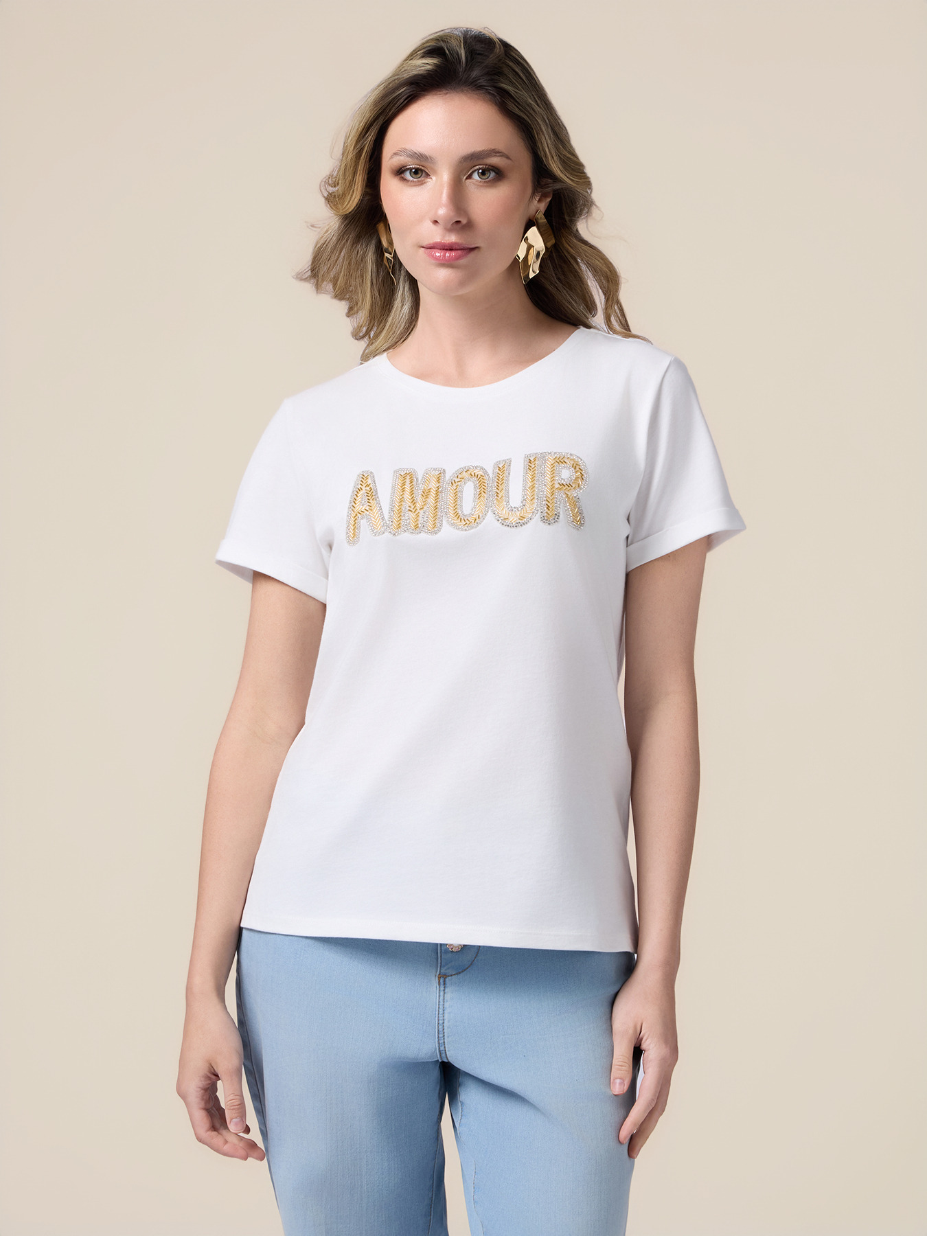 T-shirt with jewel patch image number 0