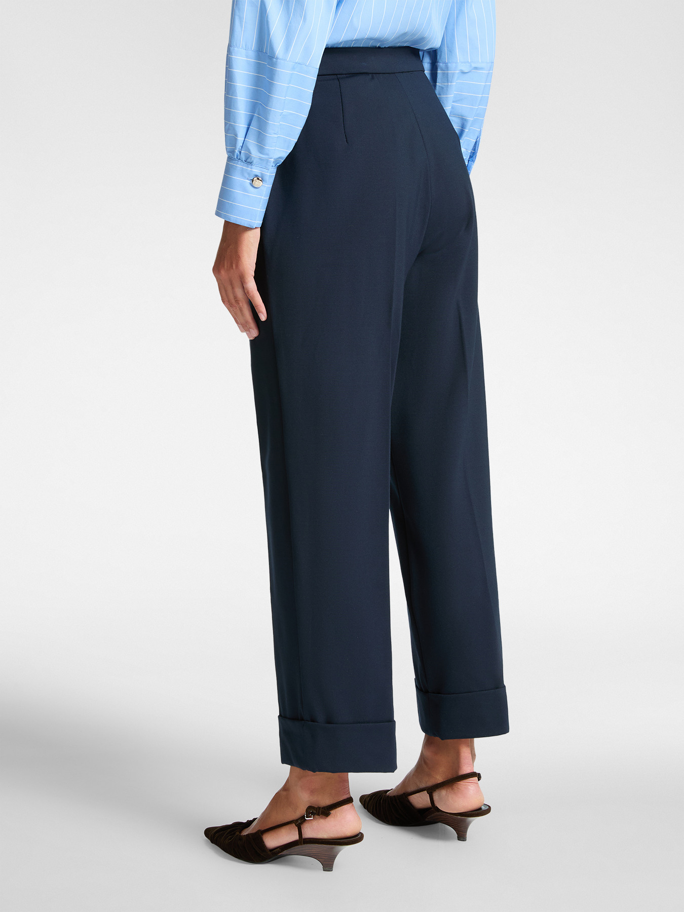 Wide leg trousers with cuffs image number 1