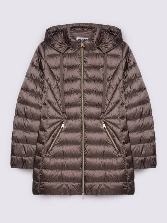 Long down jacket with detachable hood