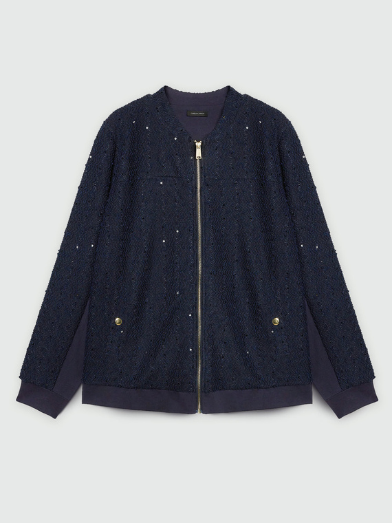 Sweatshirt aus Bouclé-Stoff auf der Vorderseite mit Pailletten