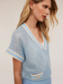 Pullover mit Lochmuster und Mikropailletten image number 3