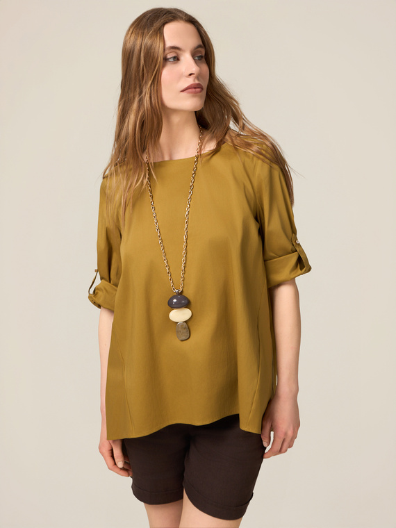 Oversized cotton blend blouse