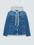Denim jacket with detachable sweatshirt hood image number 5