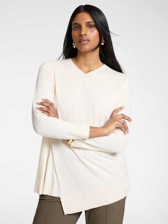 Camiseta asim&eacute;trica de algod&oacute;n y modal