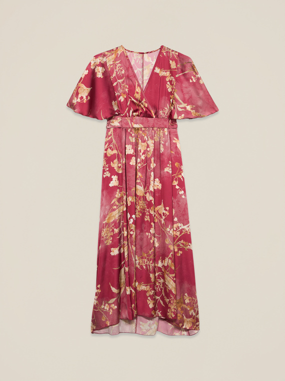 Long floral satin dress