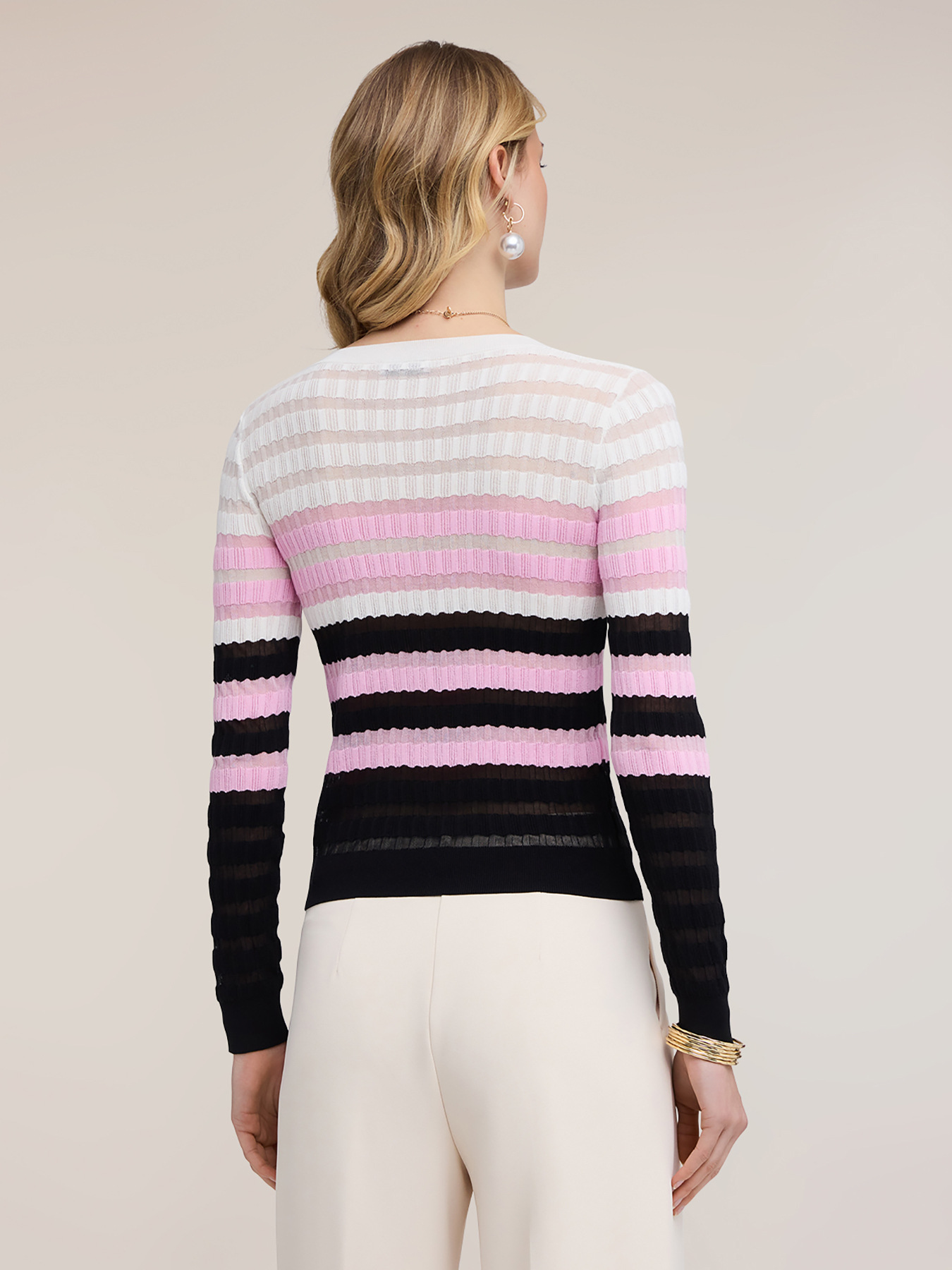 Striped viscose blend sweater image number 1