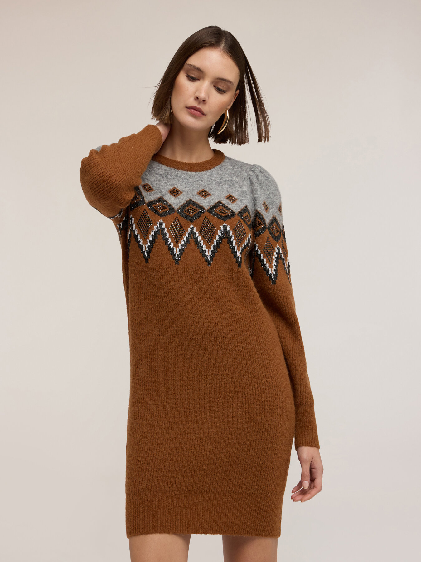 Robe jacquard à manches bouffantes image number 0