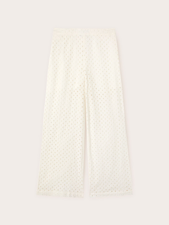 Wide-leg broderie anglaise trousers