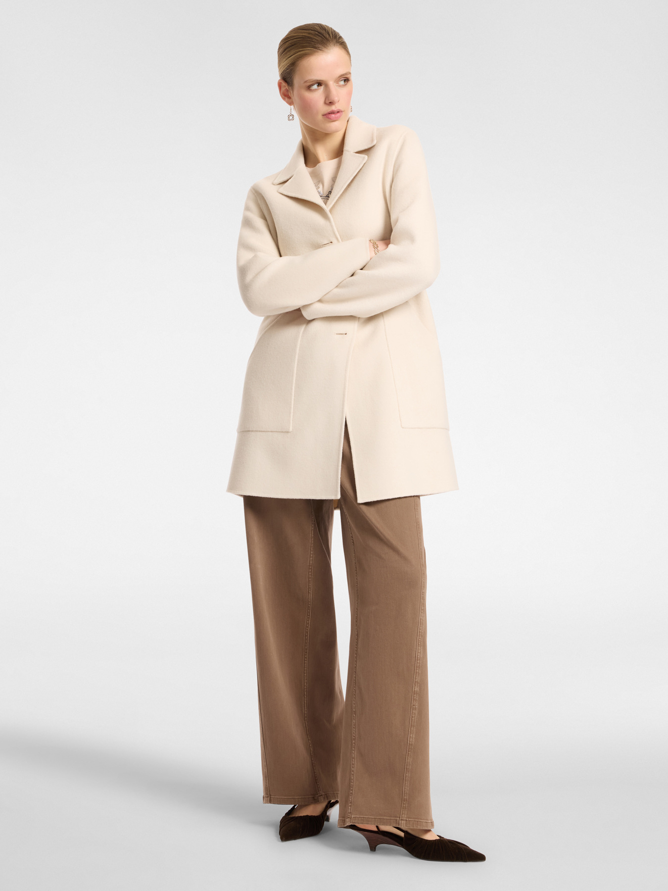 Tailored coat in double-faced fabric image number 2