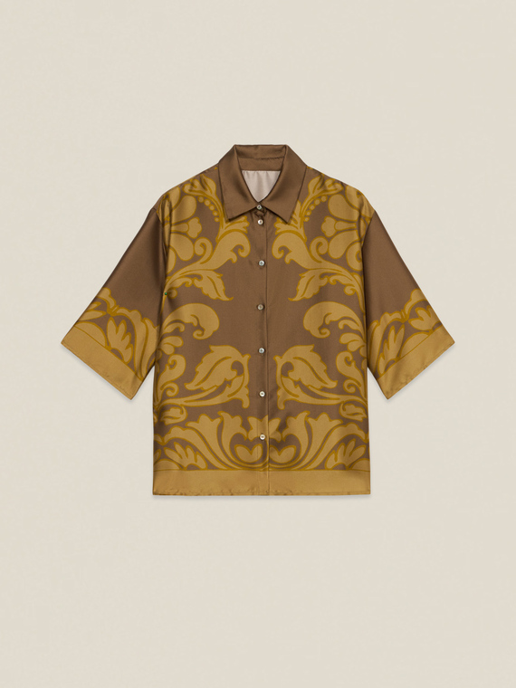 Camicia in raso fantasia damascata