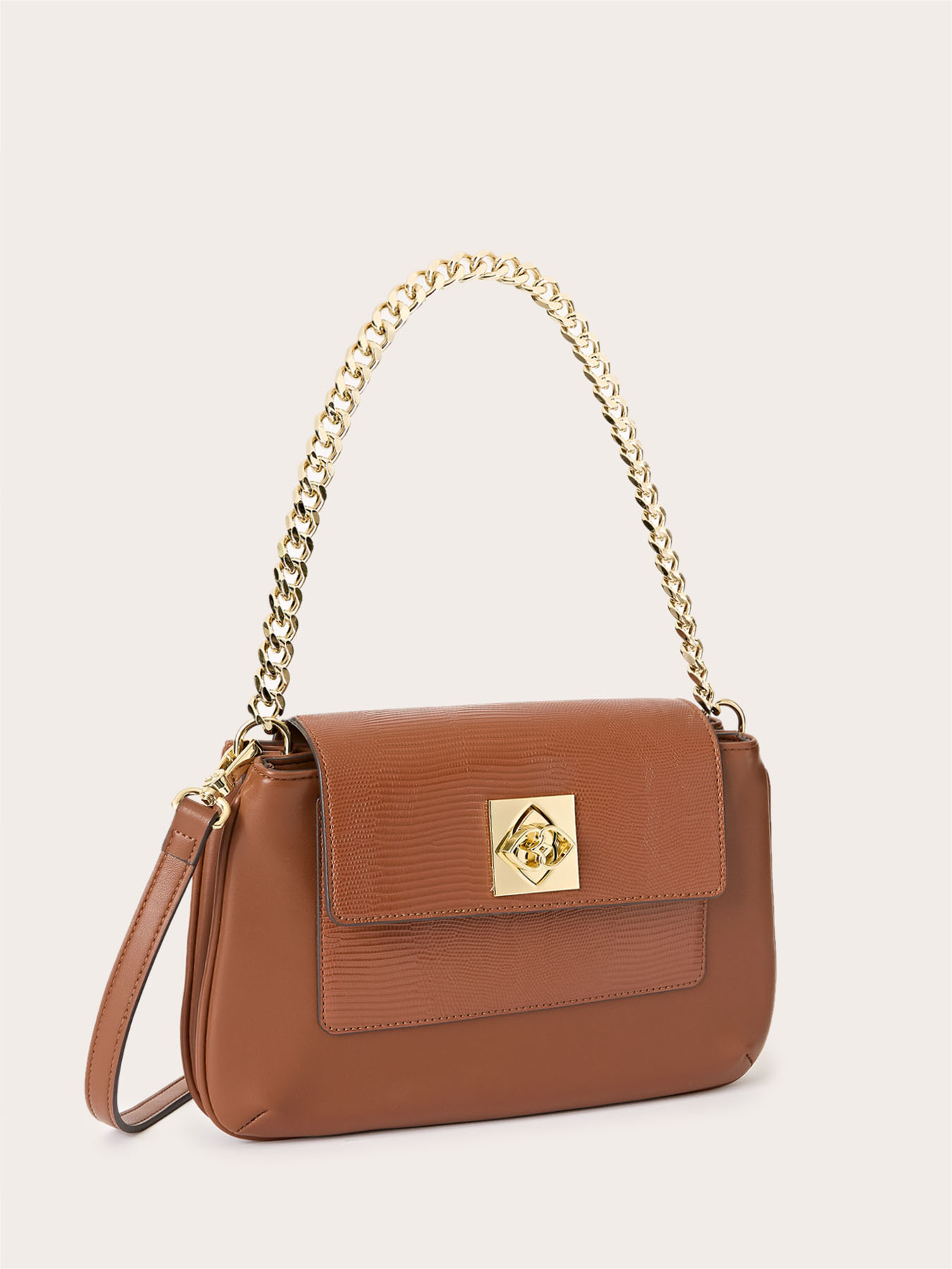 Shoulder bag with chain and flat pocket image number 3