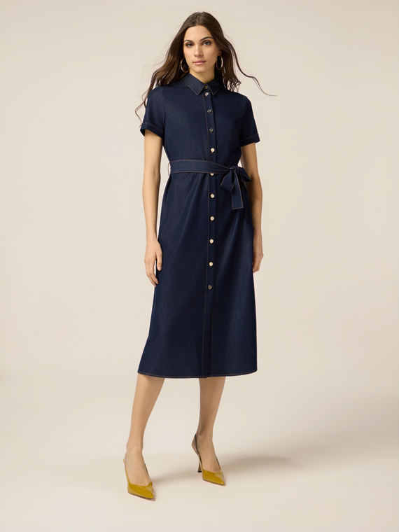 Robe chemisier longue effet denim