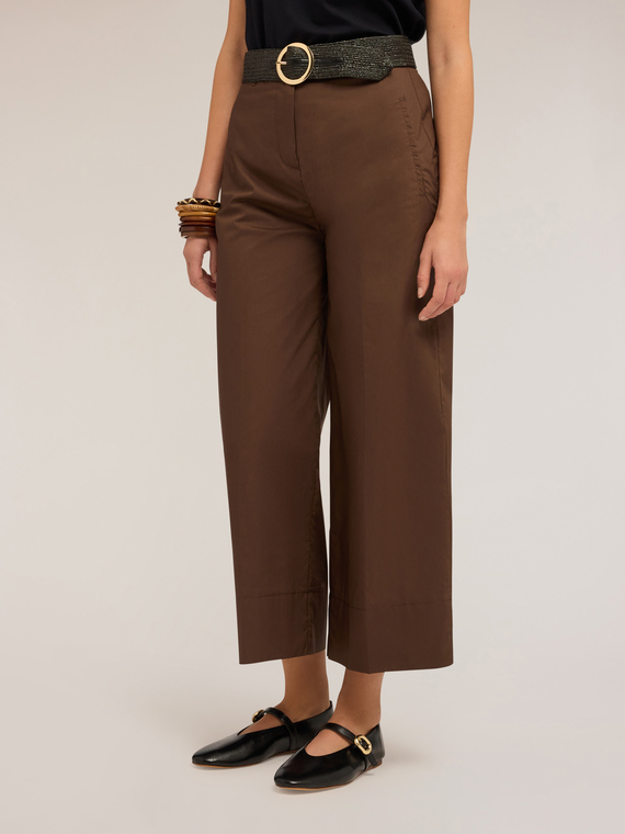 Cropped poplin trousers