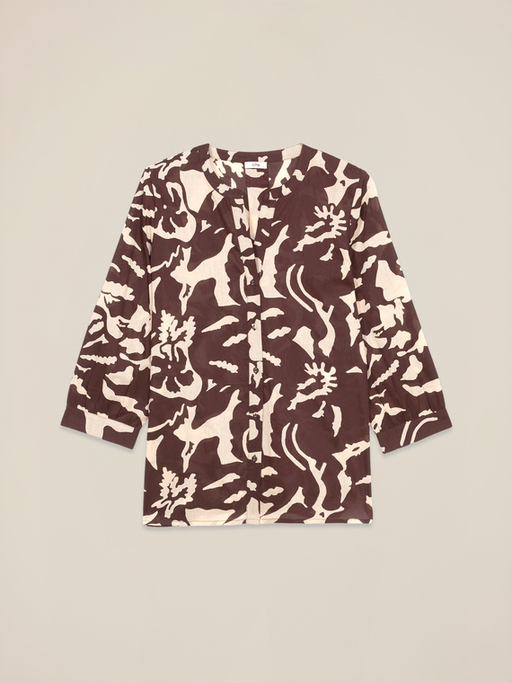 Oversized patterned cotton blouse