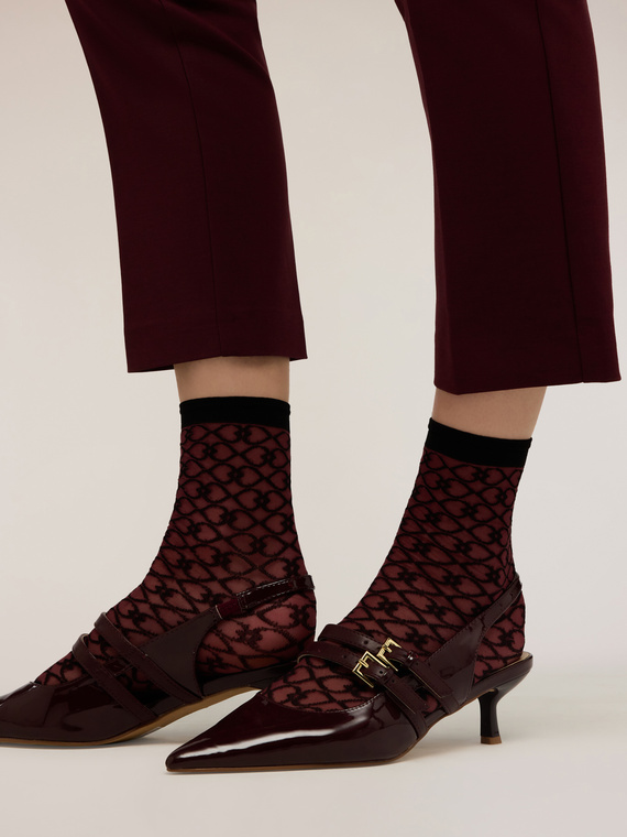 Sheer ankle socks with Double Love logo