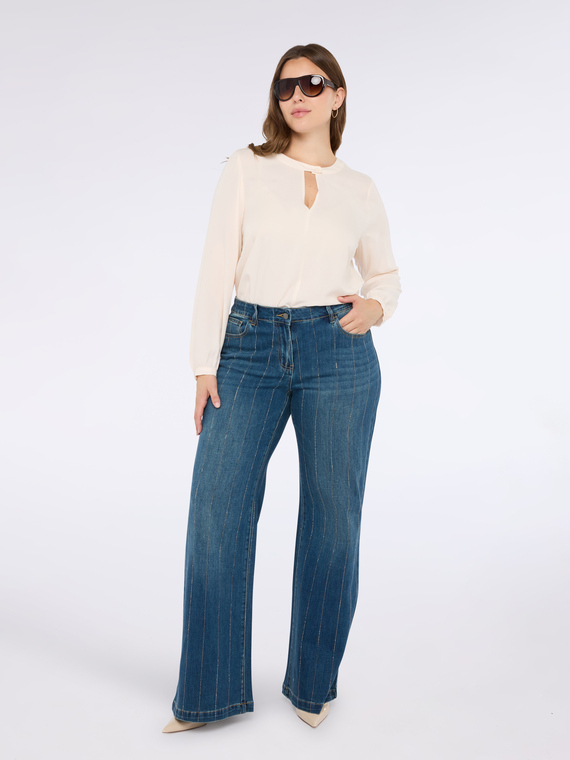 Chemisier en mousseline de viscose avec encolure goutte d'eau