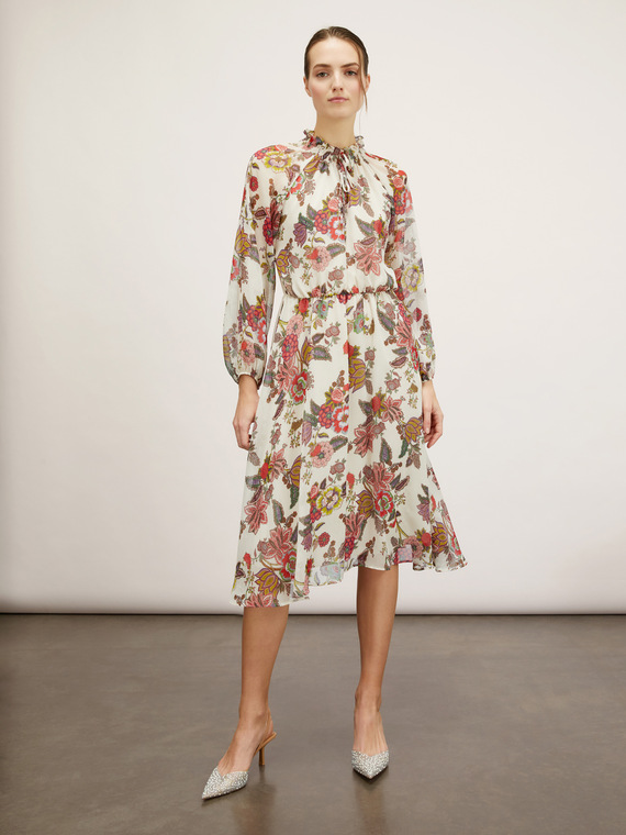Indian flower patterned long-sleeved dress
