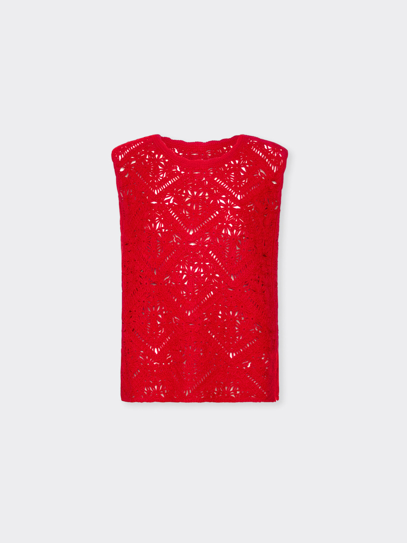 Sleeveless lace stitch sweater image number 4