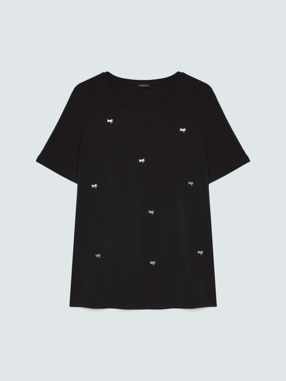 T-Shirt aus Baumwolle mit Libellen-Anh&auml;nger