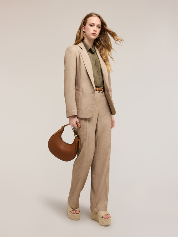 Blazer simple boutonnage m&eacute;lange lin