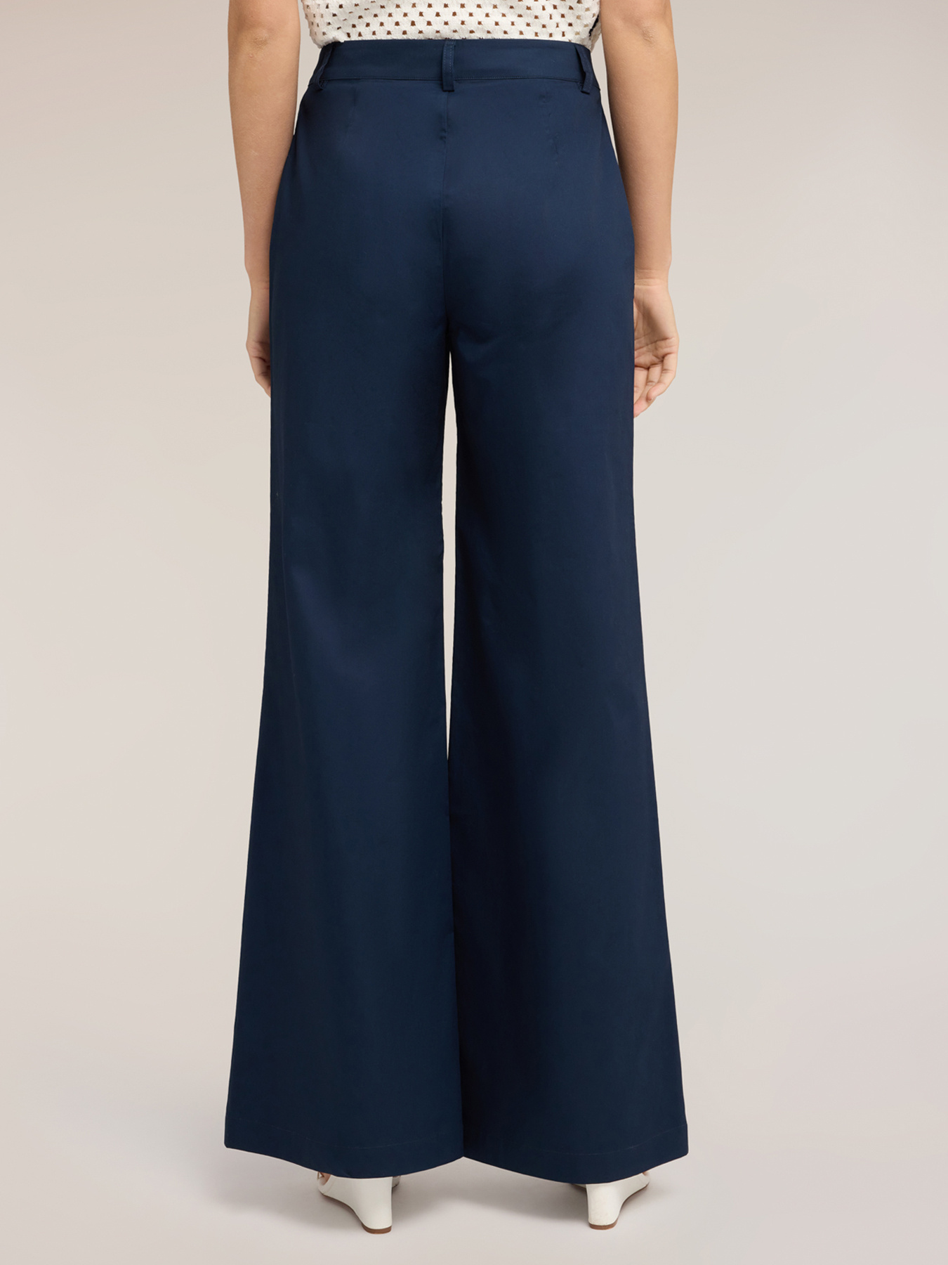 Pantaloni palazzo din twill de bumbac image number 1