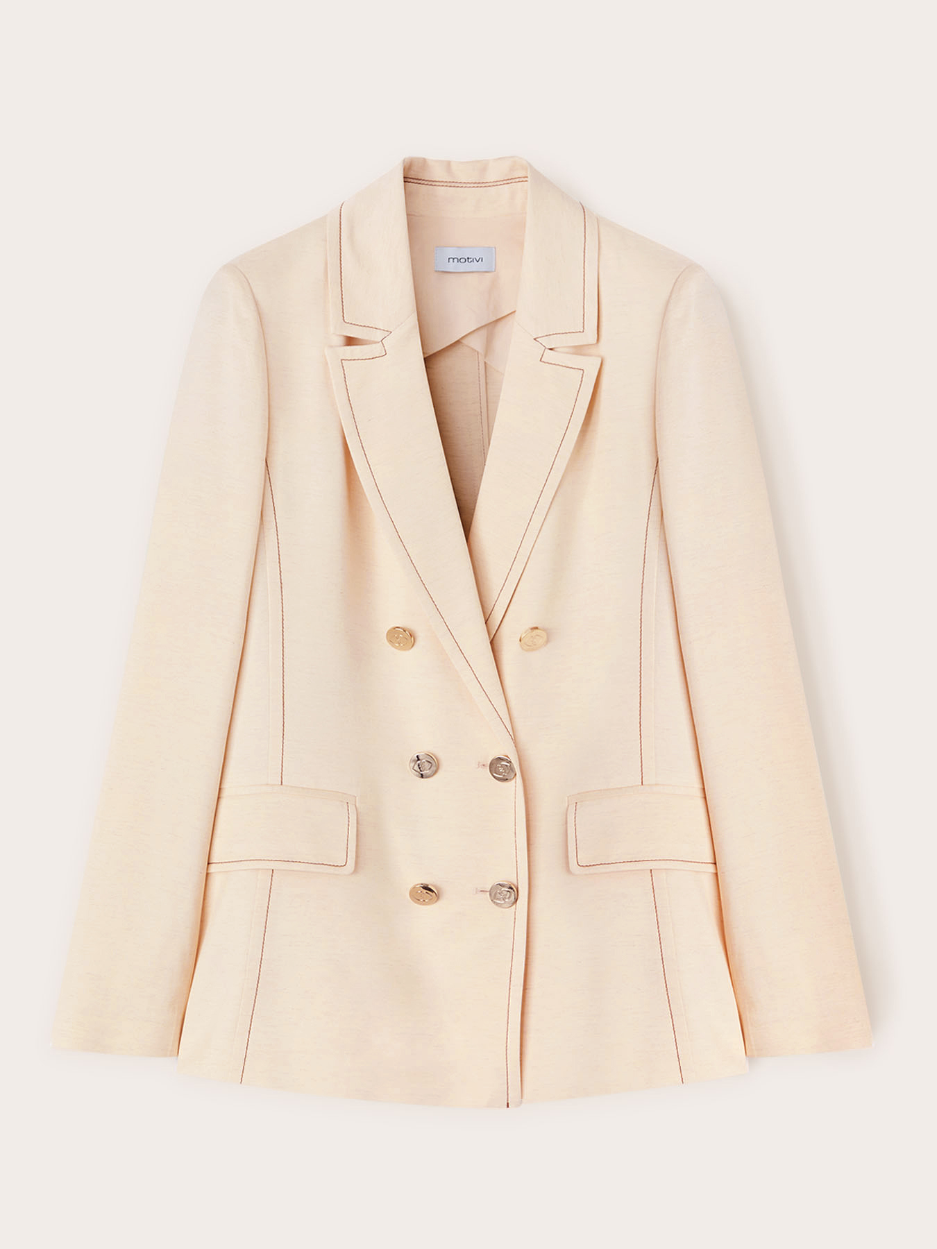 Blazer din p&acirc;nză cu cusături de culoare contrastantă image number 4