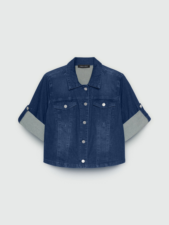 Kurze Blousonjacke aus leichtem Denim