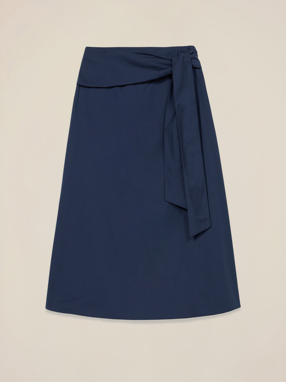 Midi poplin skirt with sash