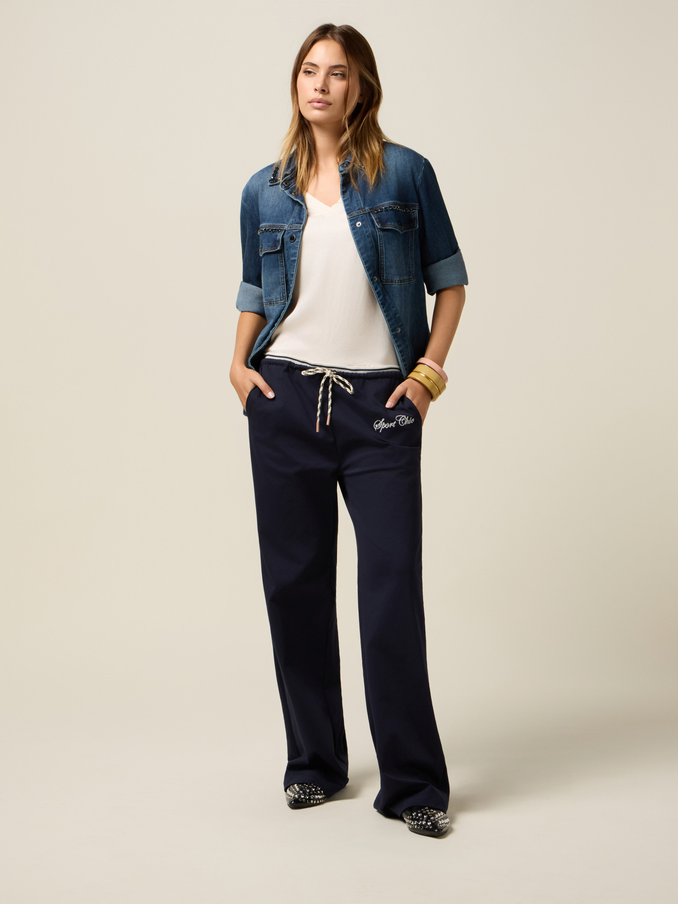 Joggers a palazzo in jersey image number 0