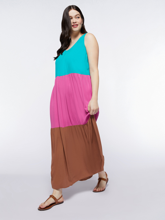 Robe longue color block