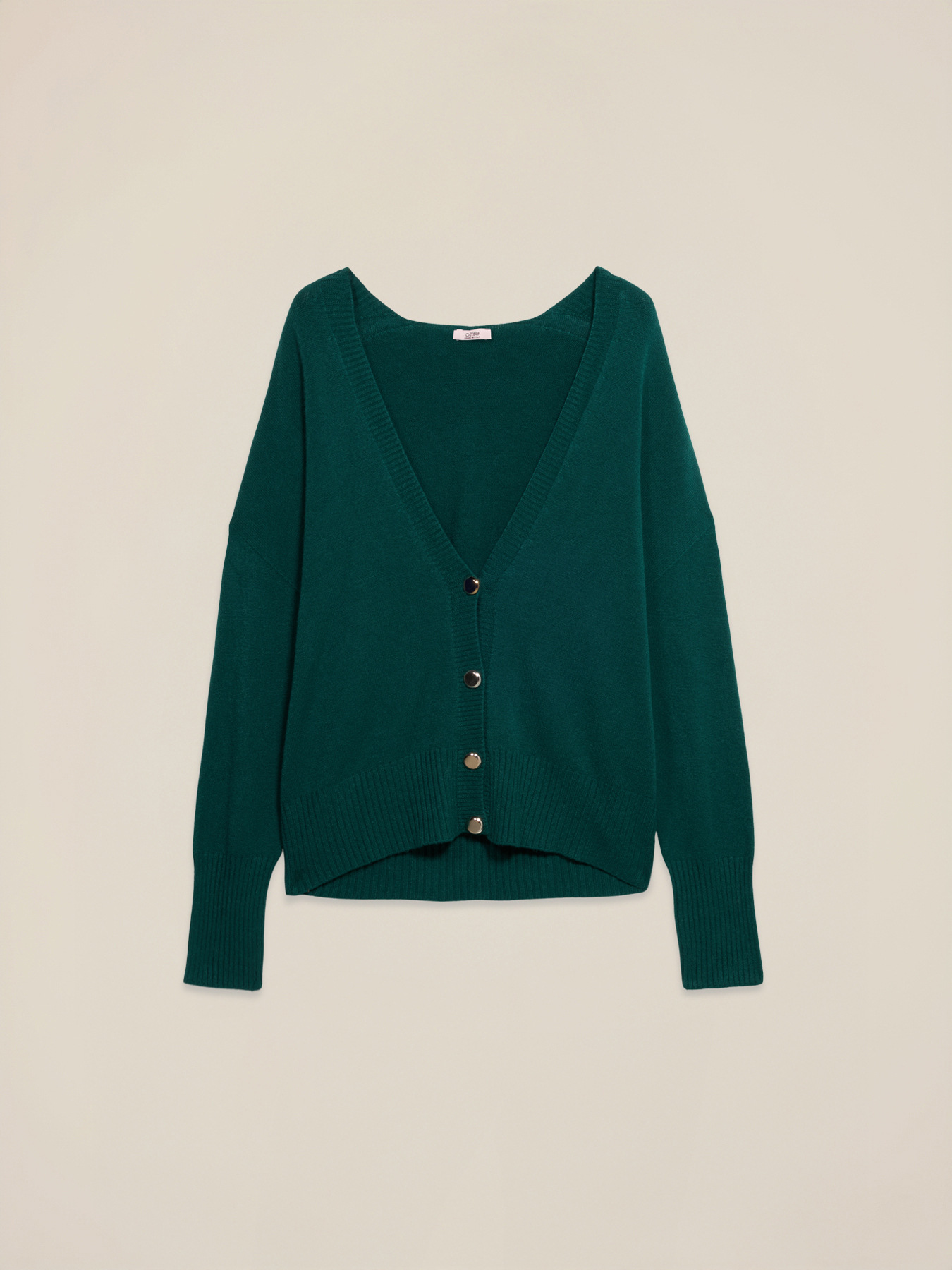 Cardigan scollo a V con bottoni dorati image number 3