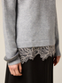 Crew neck sweater with lace trim image number 2