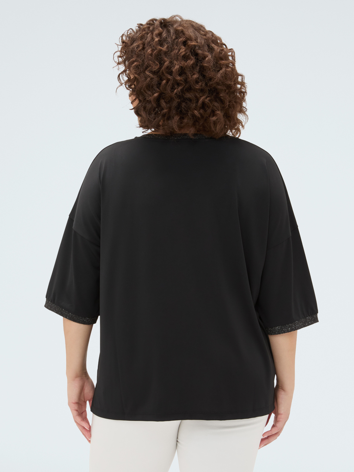 Jersey t-shirt with lurex trim image number 1