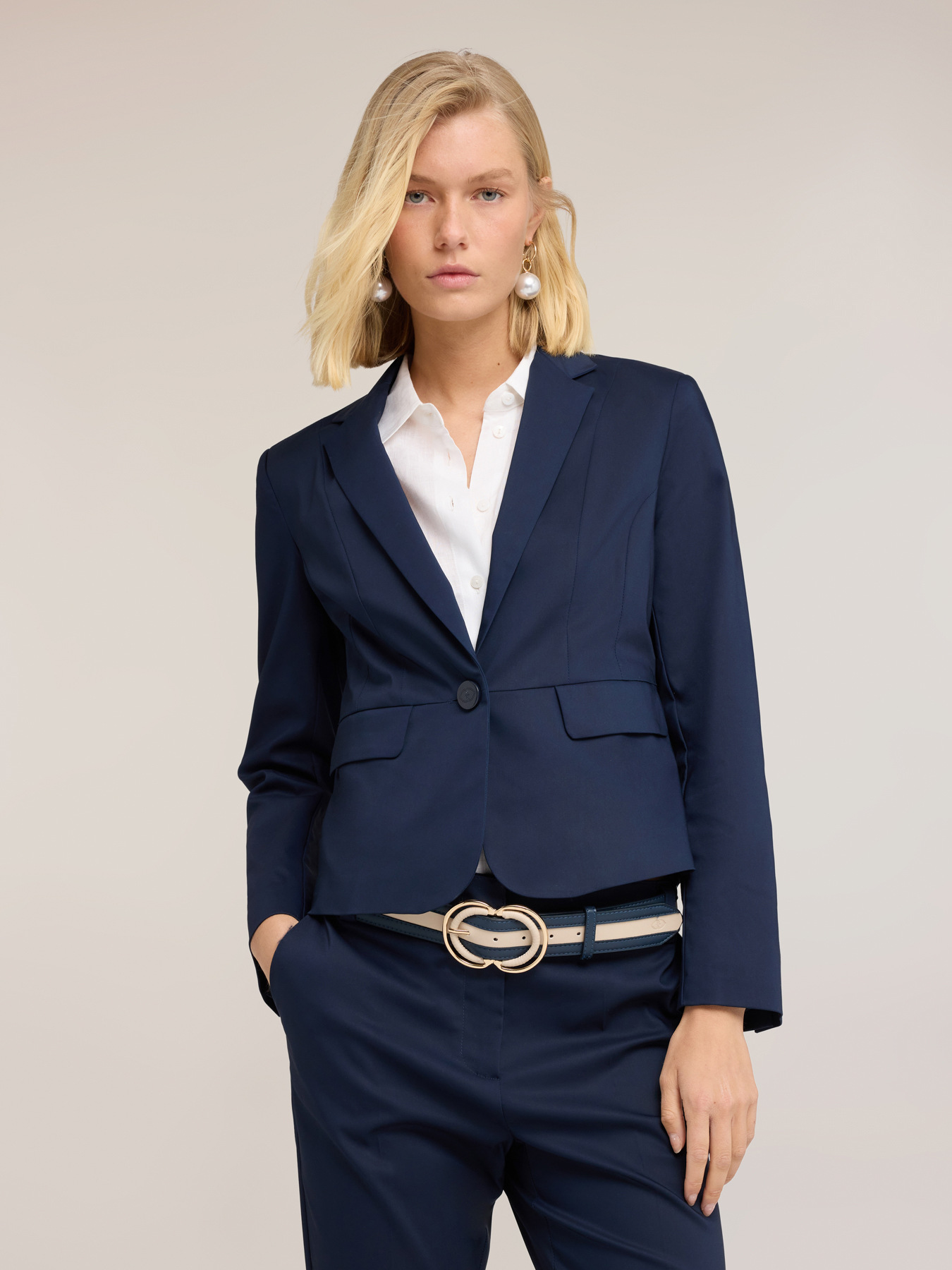 Blazer croială clasică din amestec de bumbac image number 2