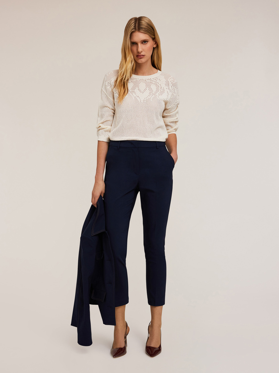 Openwork sweater with jacquard design