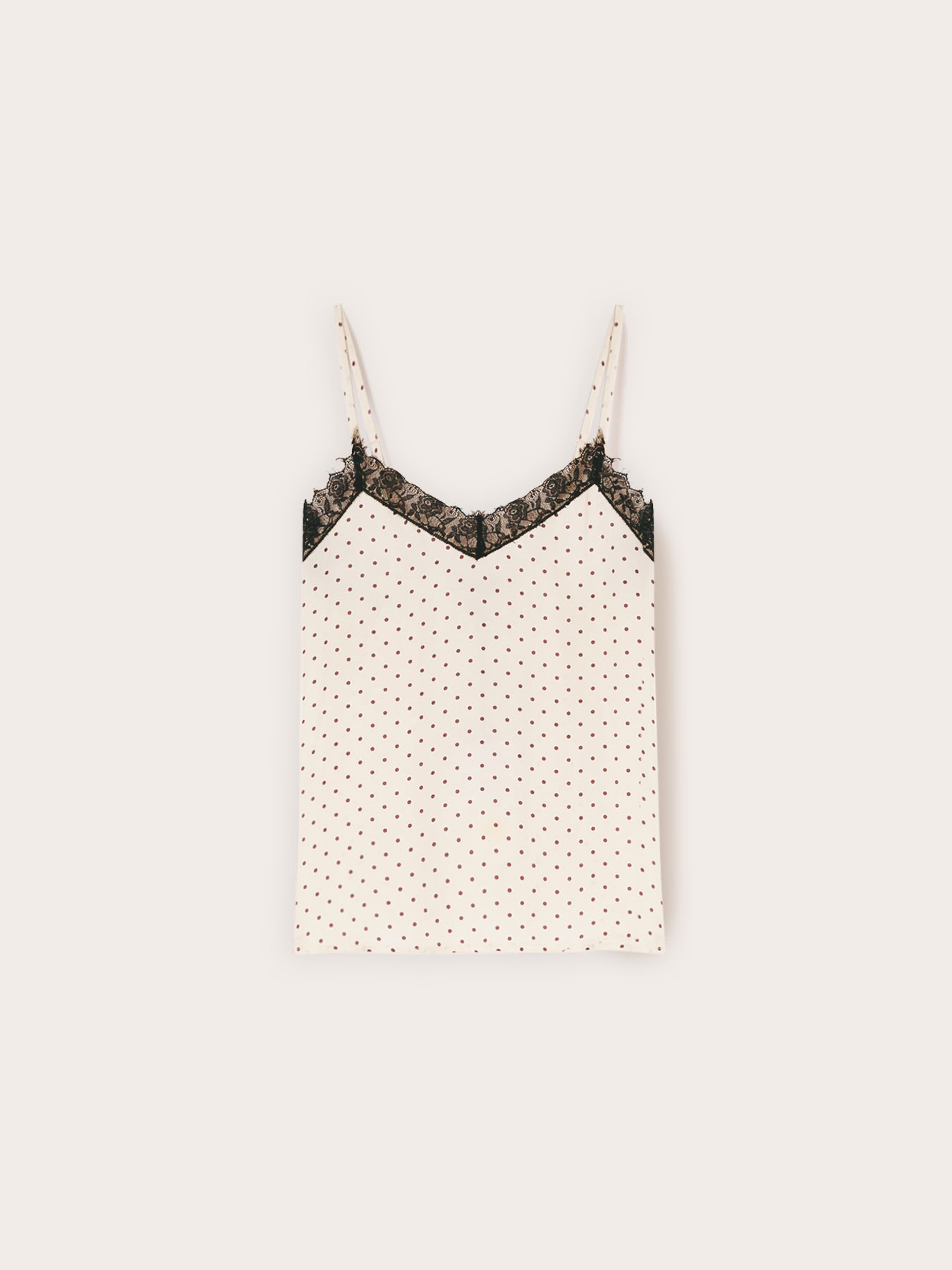 Top sottoveste in raso a pois image number 4