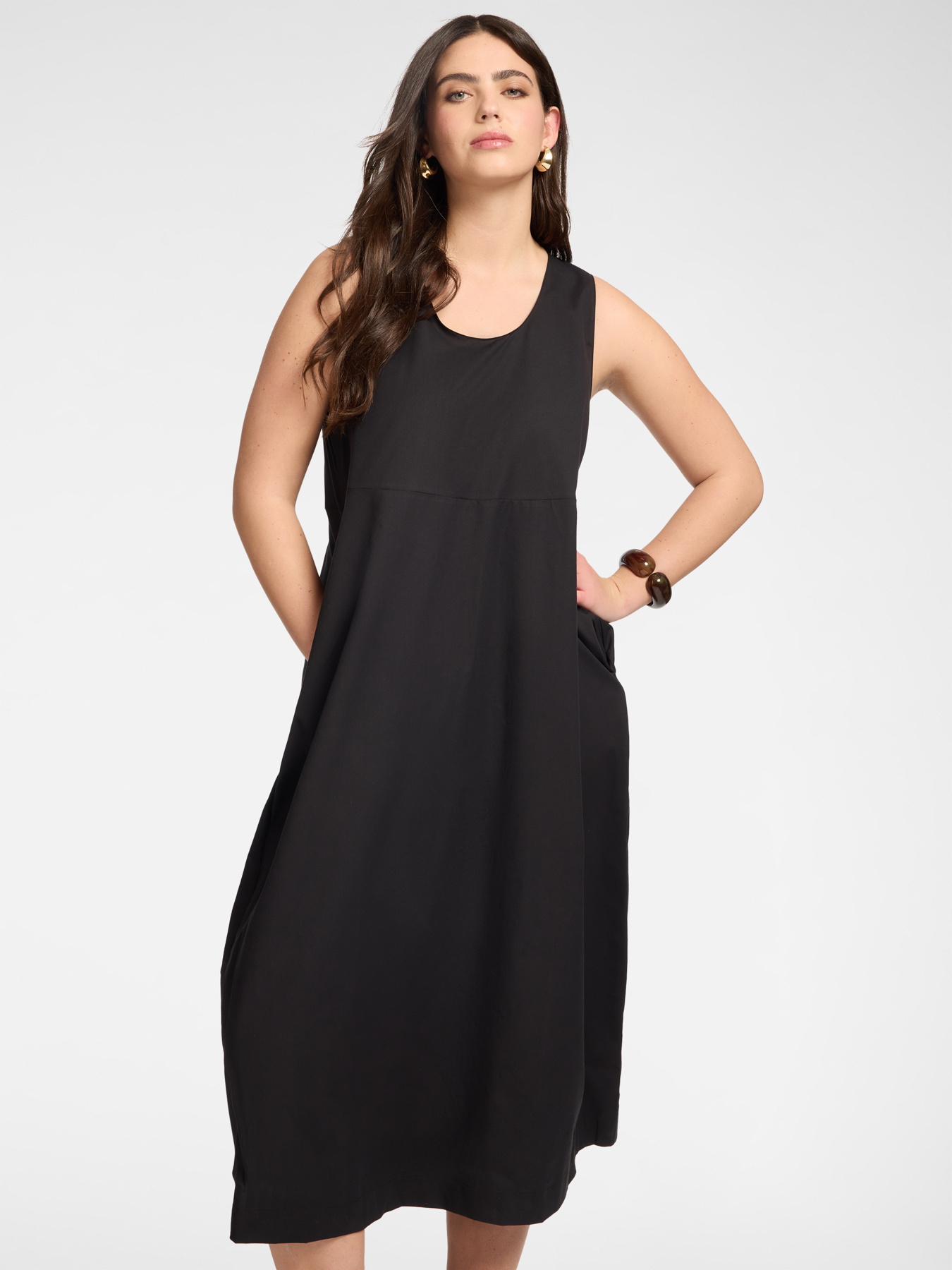 Barrel dress in poplin image number 2