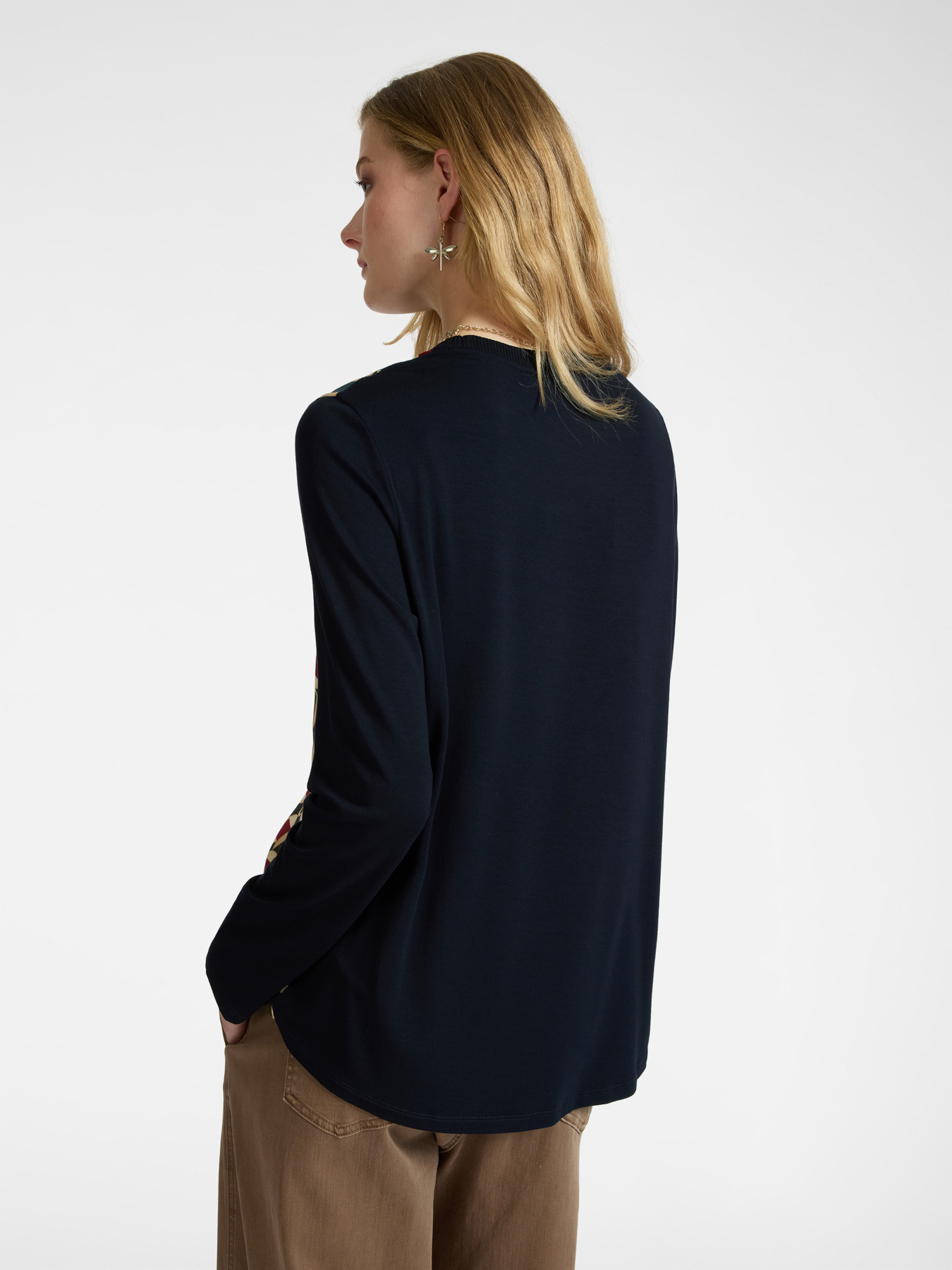 T-shirt with printed silk front image number 1