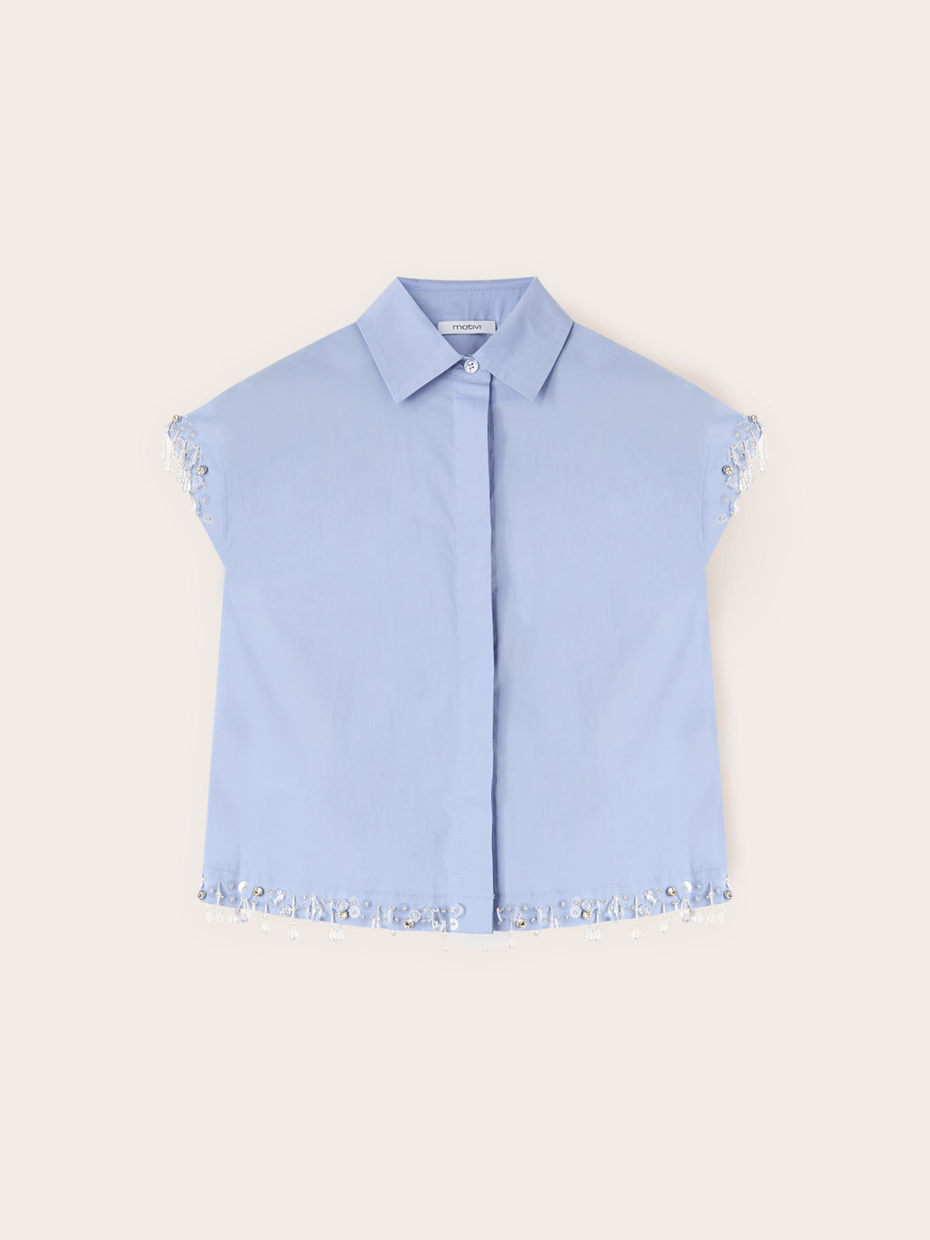 Boxy poplin shirt with stones image number 4