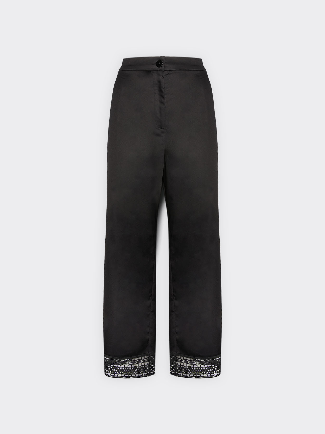 Mixed cotton trousers with lace image number 4