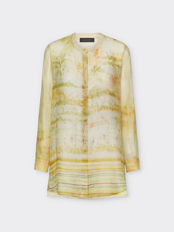 Chemise longue en ramie imprimée