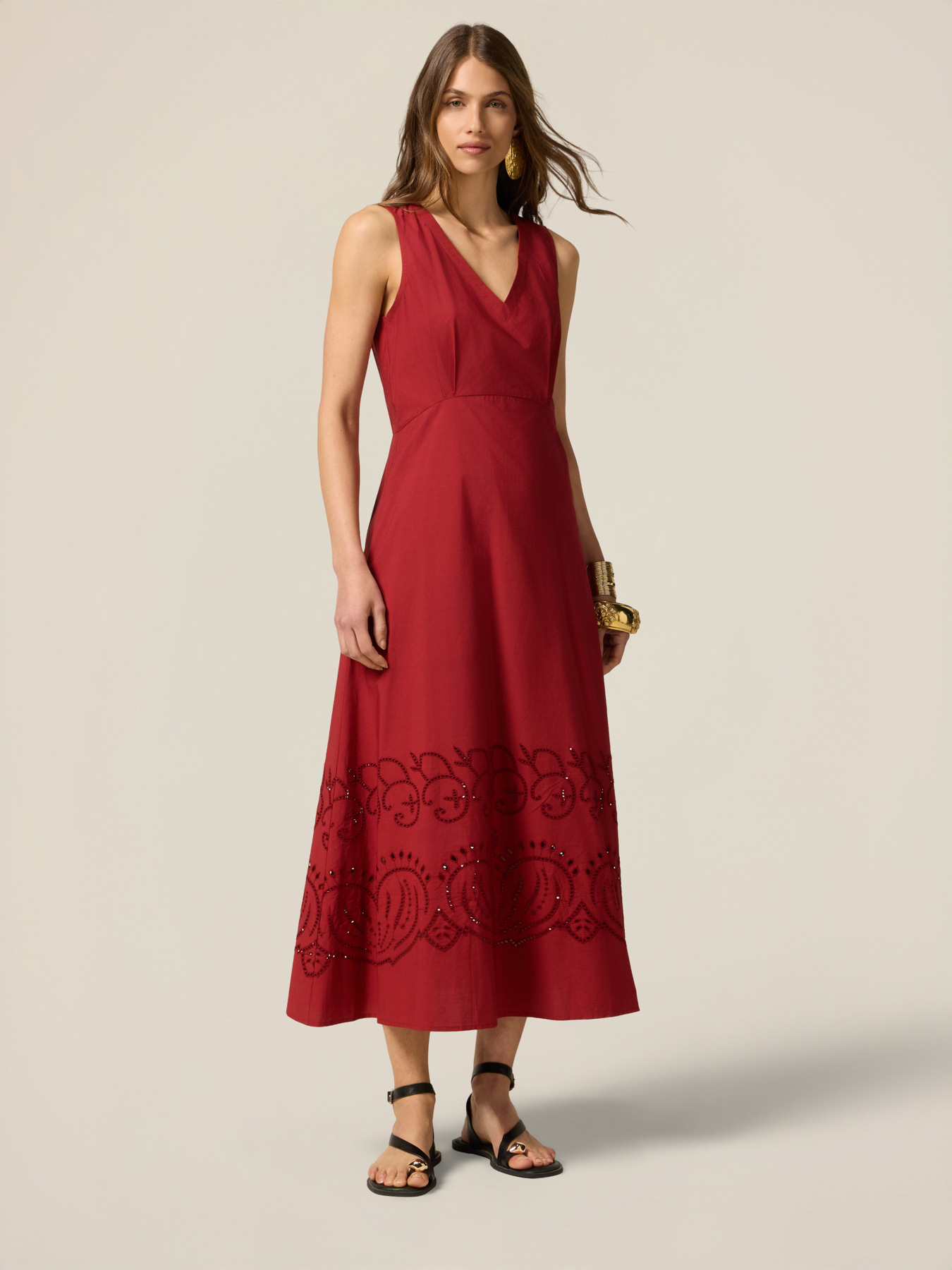 Rochie linie A cu broderie englezească image number 0