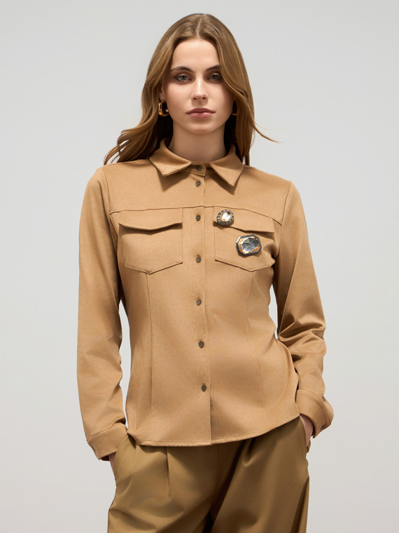 Suede-effect shirt with pins