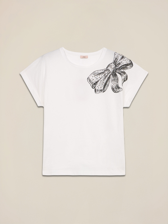 Jersey T-shirt with print and appliqués