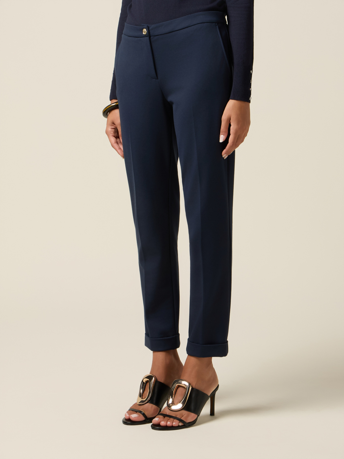 Pantaloni regular in punto milano image number 3