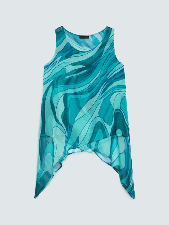 Top aus Georgette mit Print