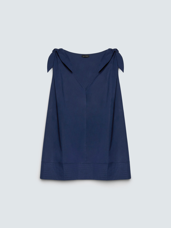 Cotton top with bow knots on the shoulders