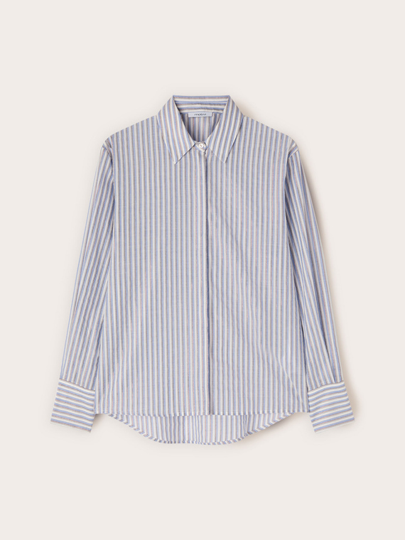 Cămașă din poplin cu dungi lurex