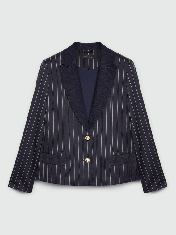 Nadelstreifenblazer mit Denim-Details